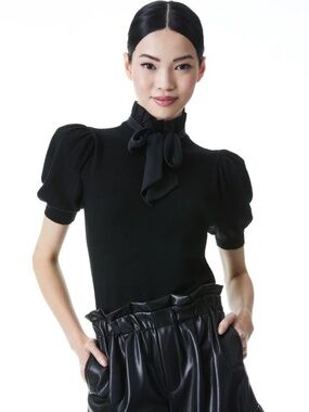 Alice + Olivia Chase Puff Sleeve Top Wool Sz Medium